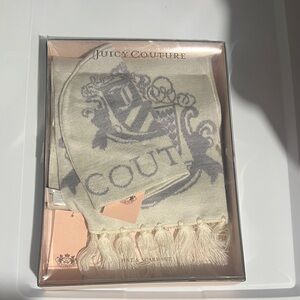 Juicy Couture Ivory and Charcoal Scarf and Hat